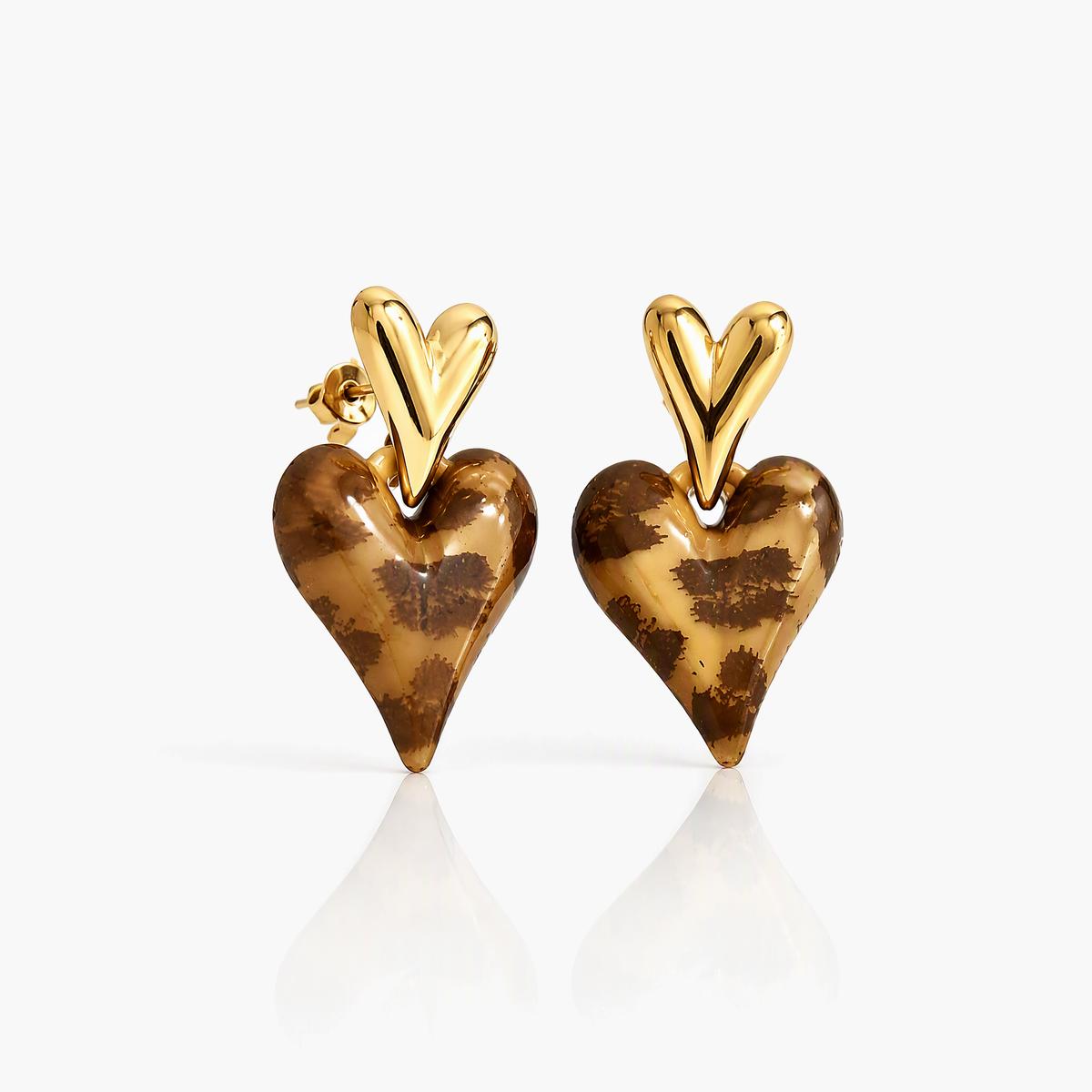Trendy Double Heart Drop Earrings