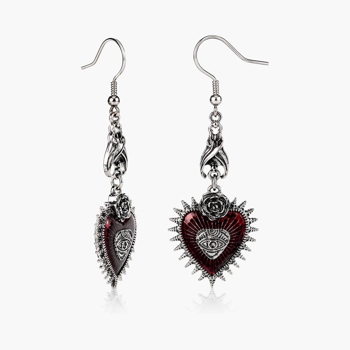 Vintage Sacred Heart Drop Earrings