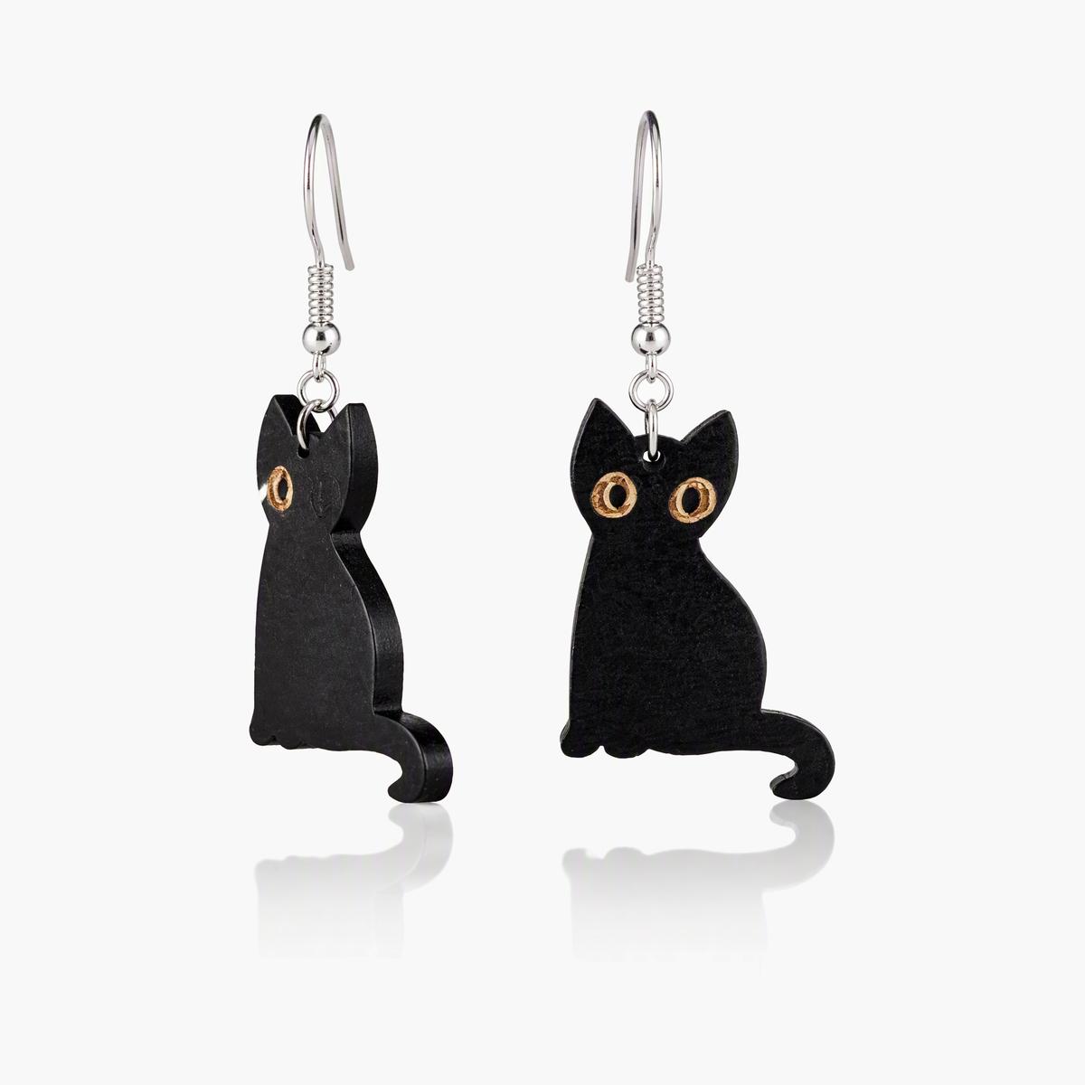 Cute Black Cat Drop Earrings