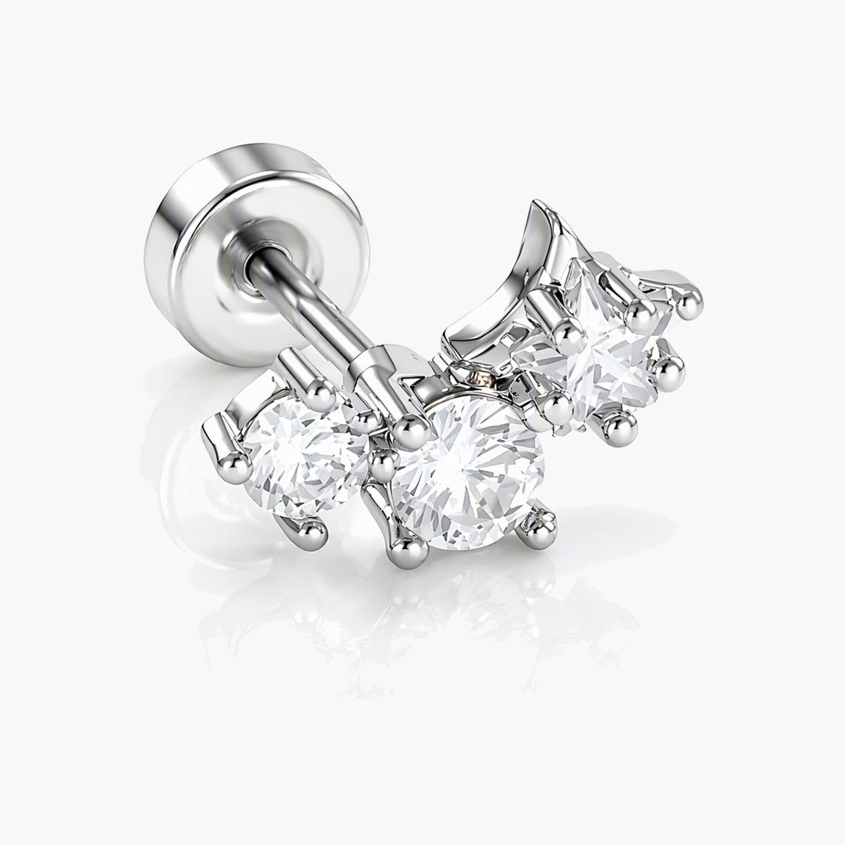 Cute Three-Stone Star Stud Earrings
