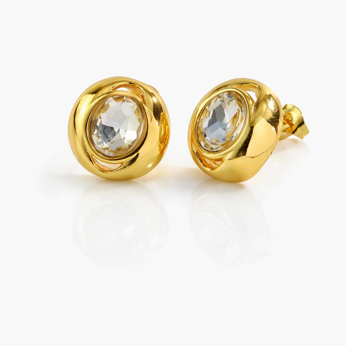 Trendy Round Stone Stud Earrings