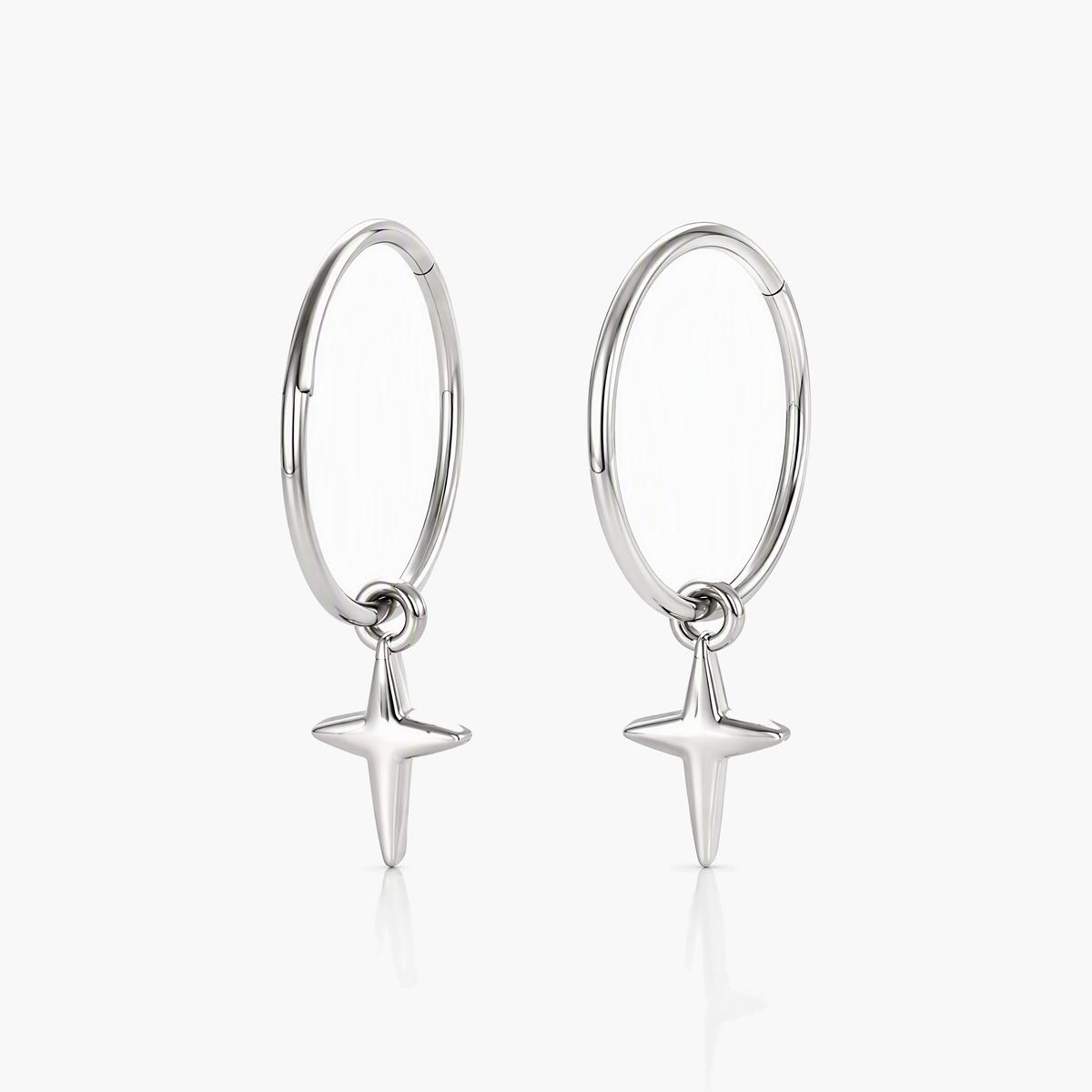 Dainty Star Charm Hoop Earrings