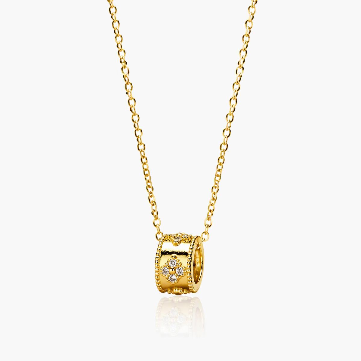 Dainty Pave Cylinder Necklace
