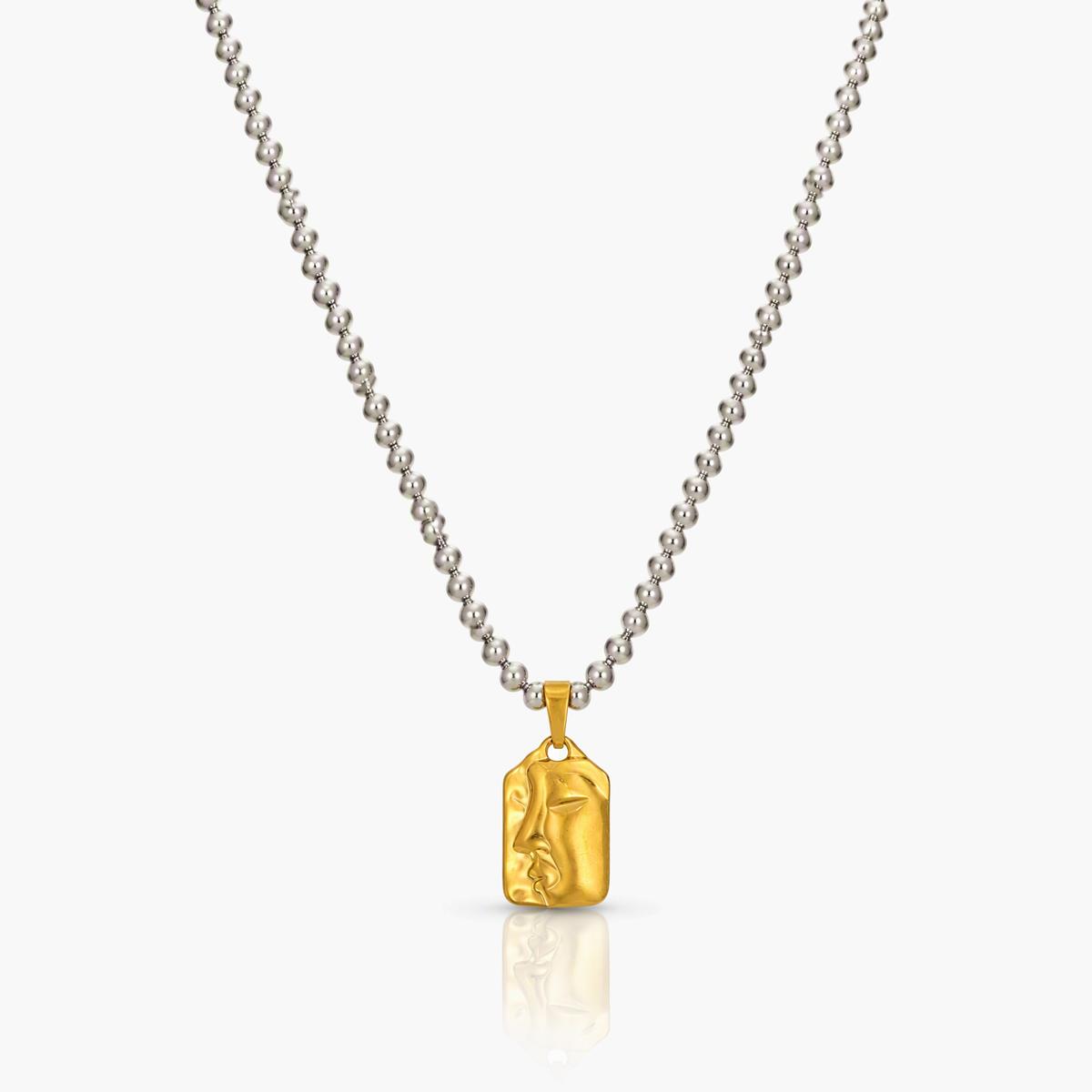 Face and Flower Charm Necklace
