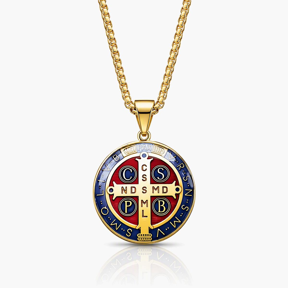Vintage Saint Benedict Medal Pendant Necklace