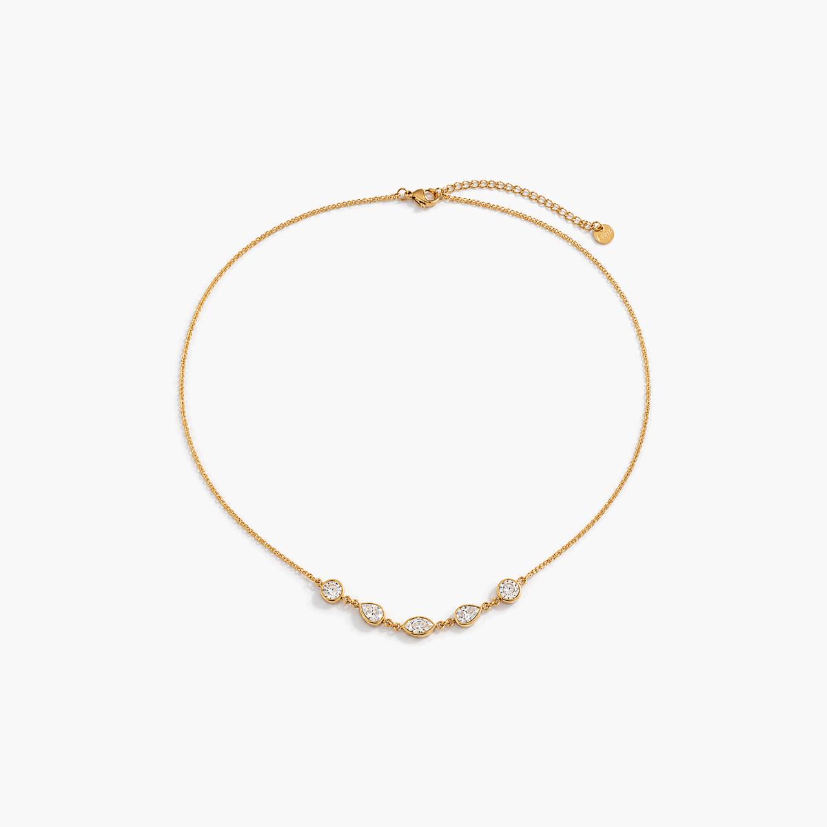 Dainty Geometric Stone Bar Necklace