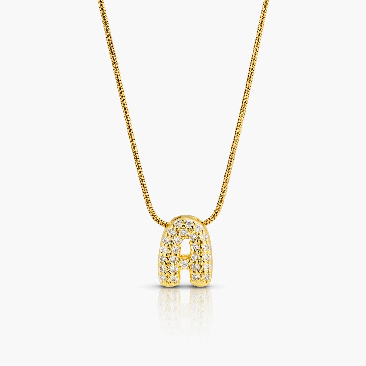 Dainty Initial Letter Snake Chain Necklace