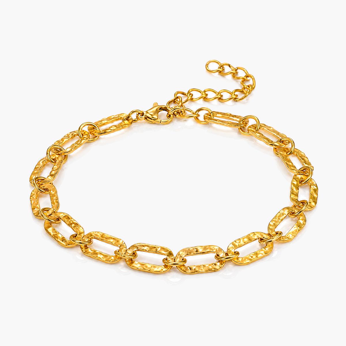 Trendy Hammered Oval Link Bracelet