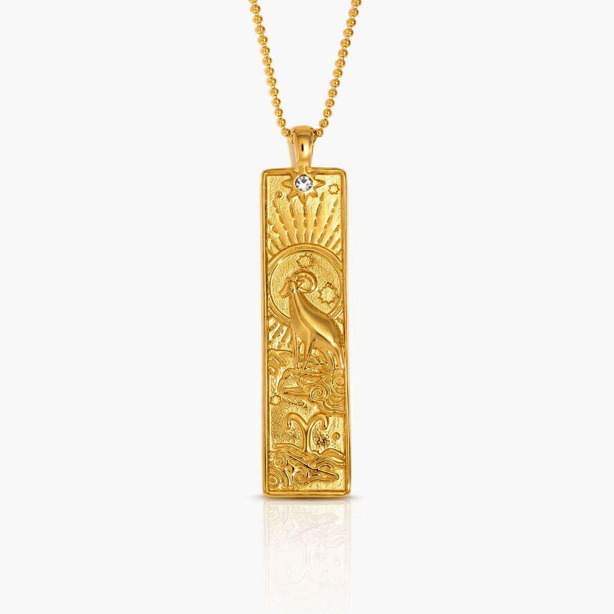 Vintage Zodiac Bar Pendant Necklace