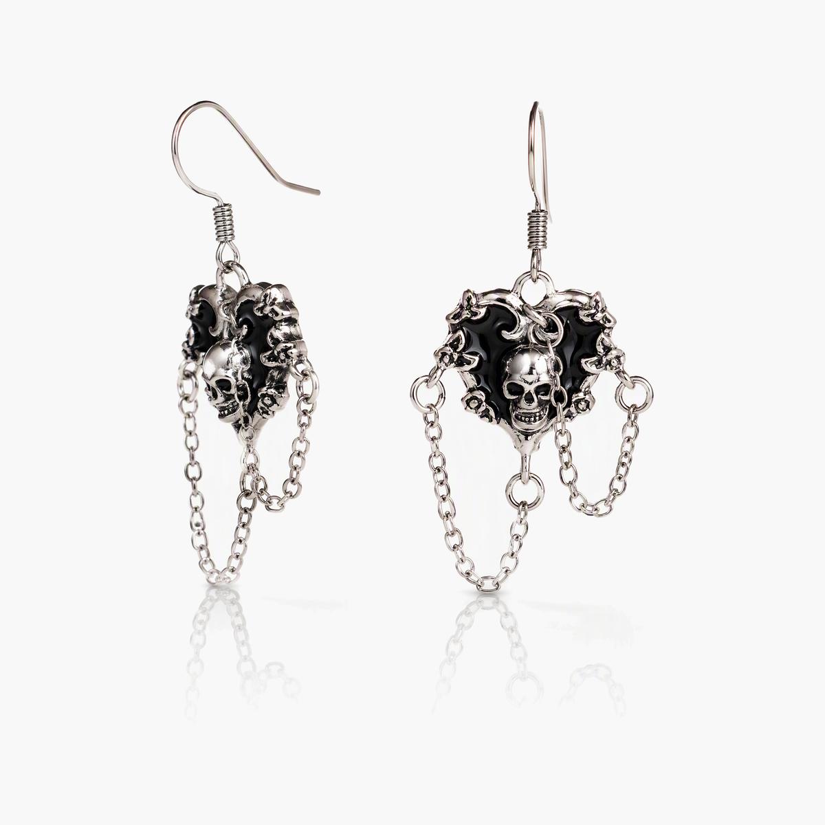 Trendy Skull Heart Drop Earrings