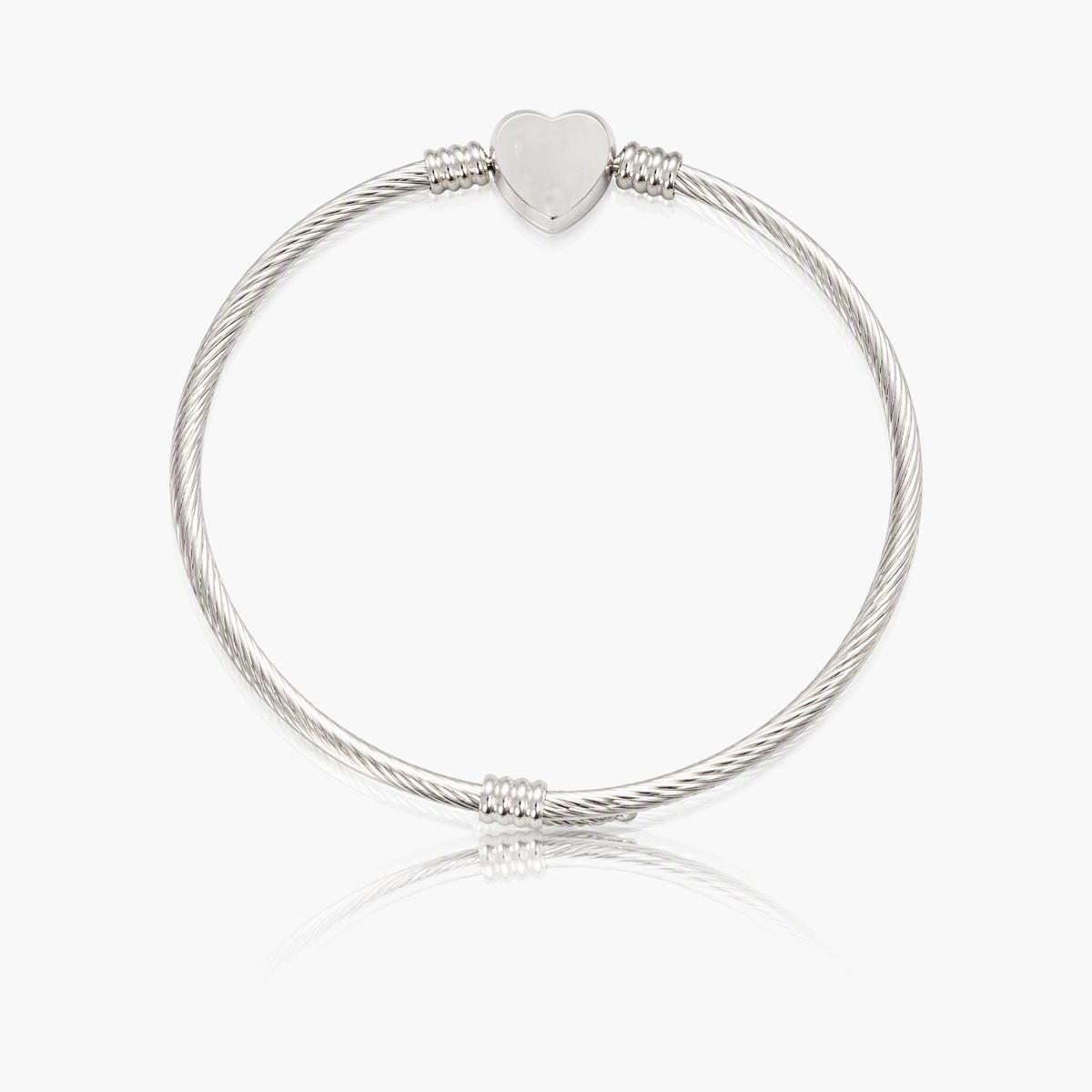 Heart Charm Cable Bangle