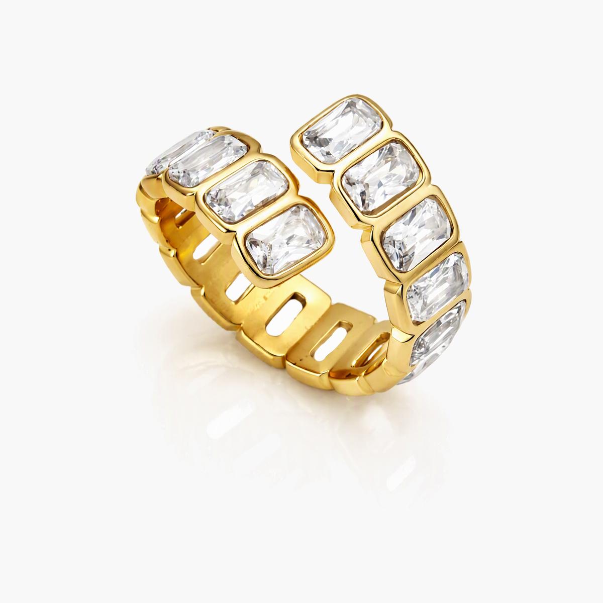Trendy Rectangular Stone Ring