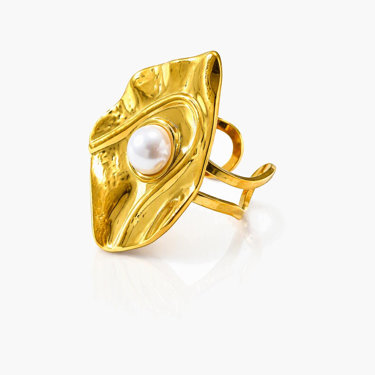 Abstract Pearl Adjustable Ring