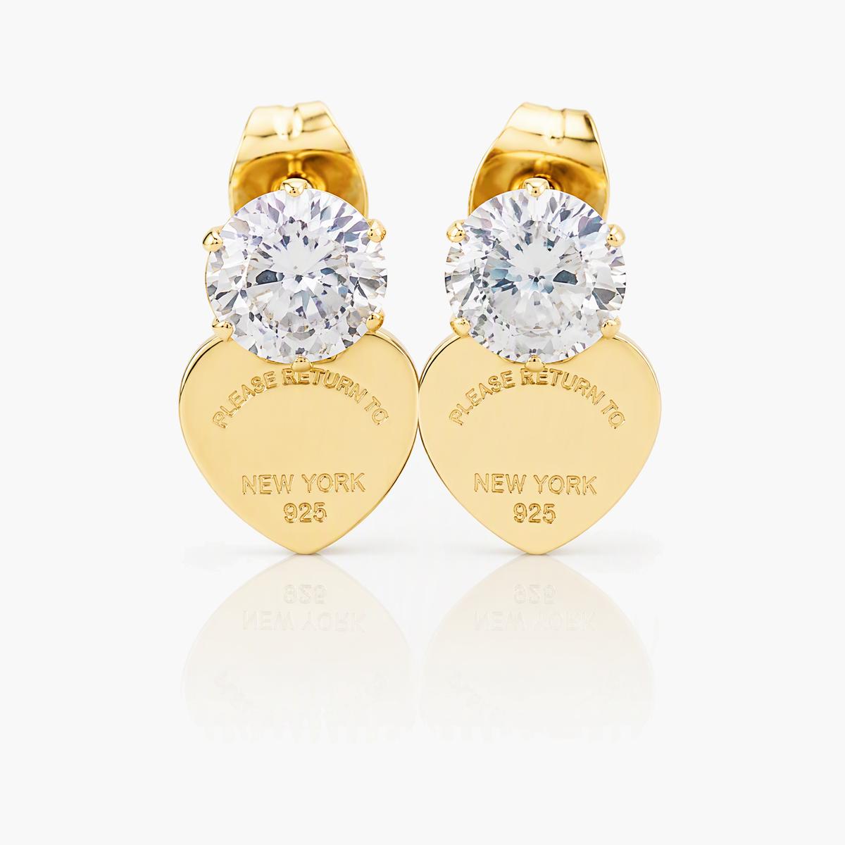 Heart Charm Stud Earrings