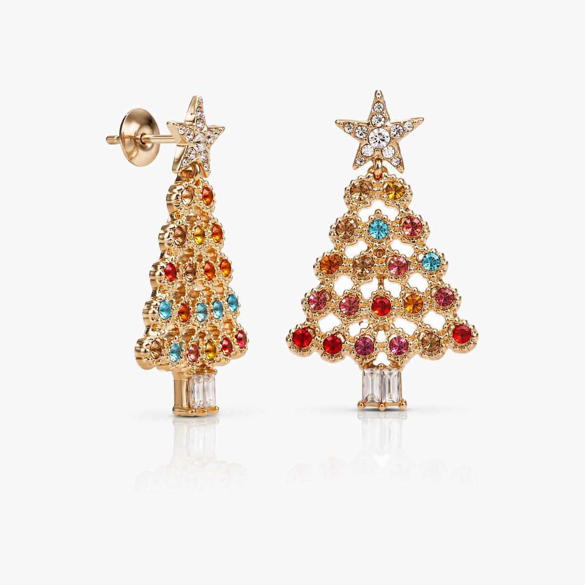 Dainty Christmas Tree Drop Earrings