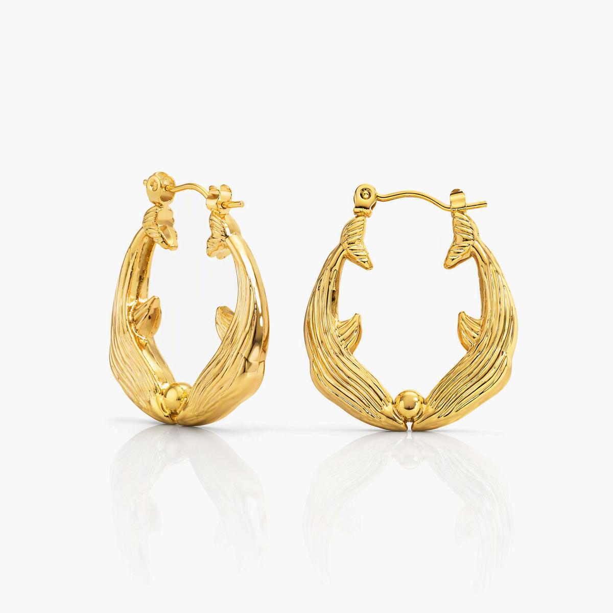 Vintage Double Dolphin Hoop Earrings
