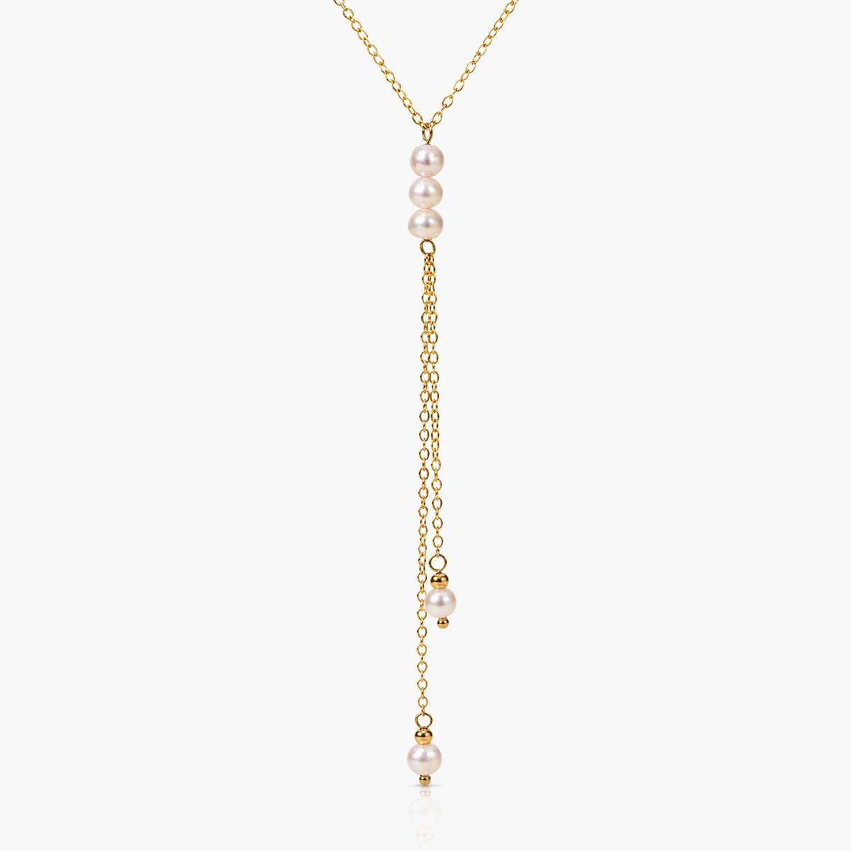 Dainty Three-Stone Lariat Necklace