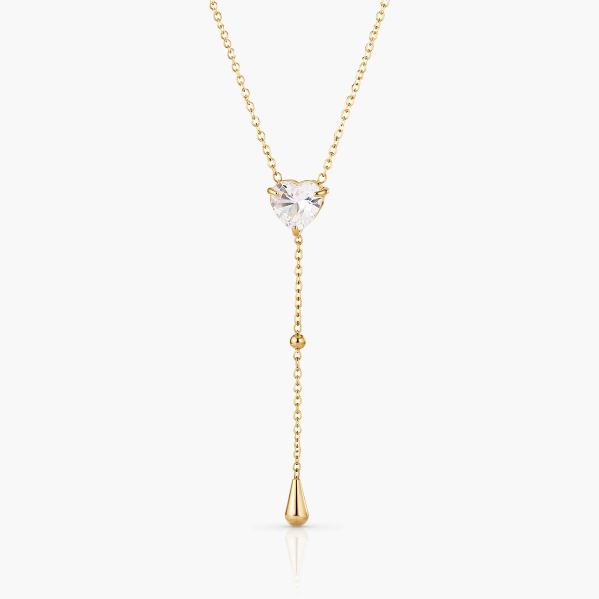 Dainty Heart Lariat Necklace