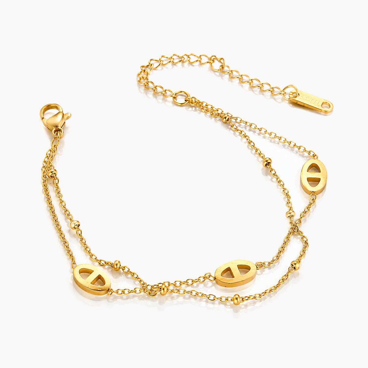 Dainty Oval Link Double Layer Bracelet