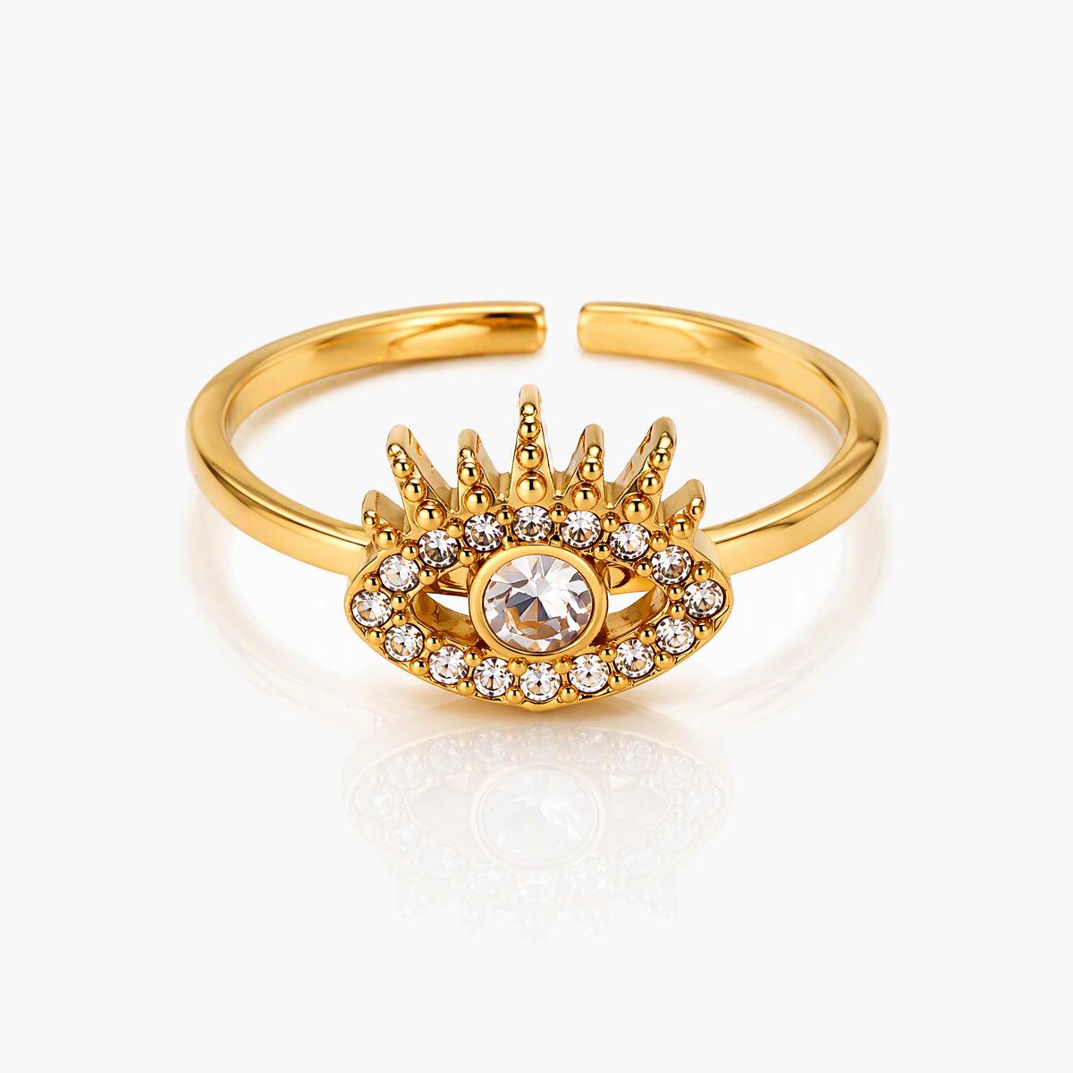Crown Heart Open Ring