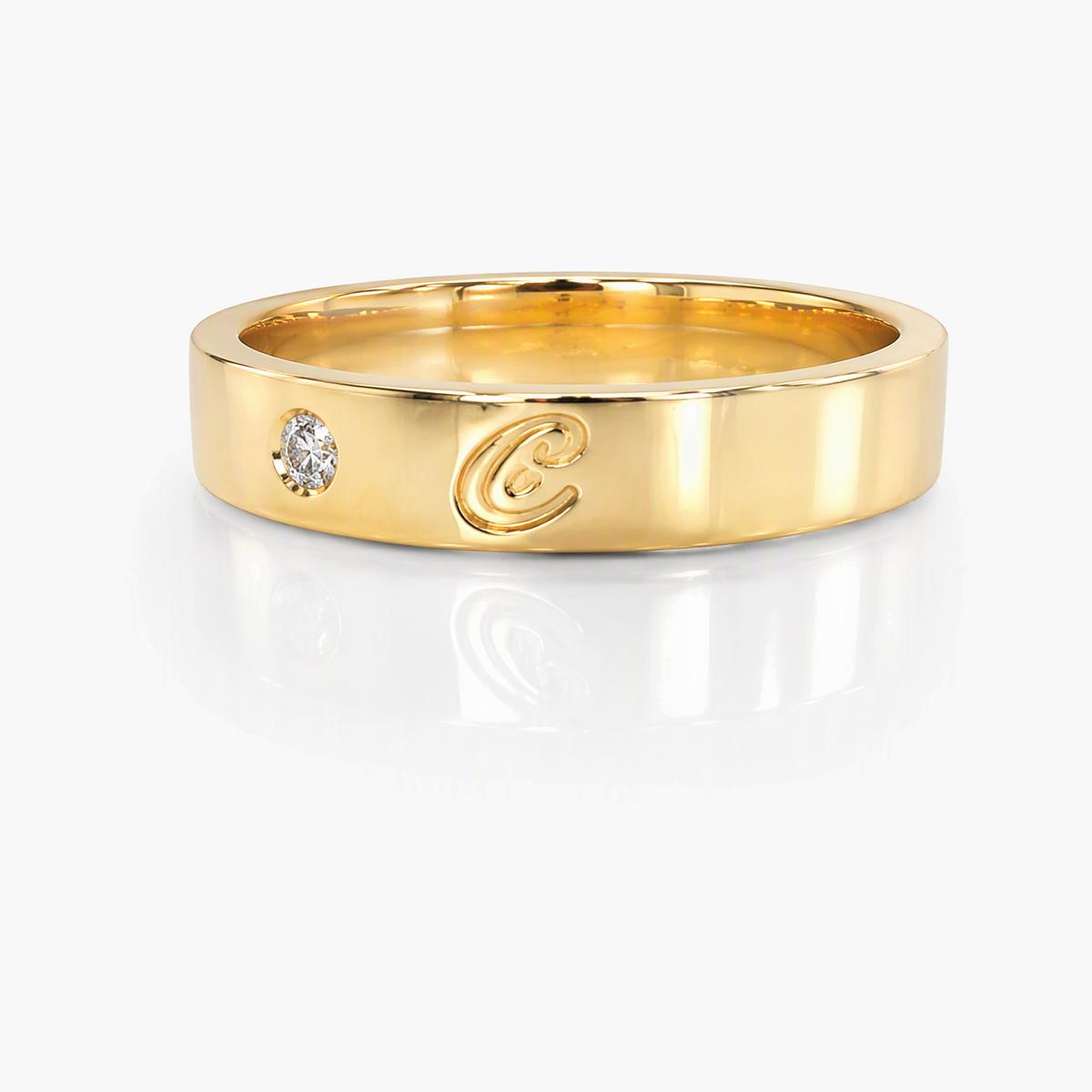 Minimalist Initial Letter Band Ring