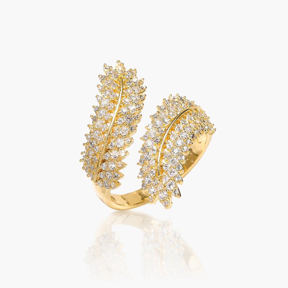 Double Leaf Branch Ring