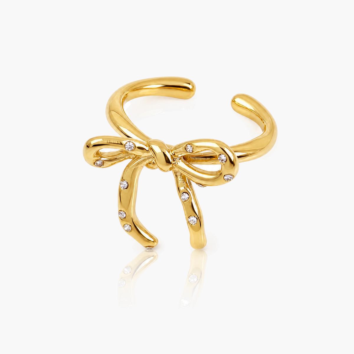 Bow Knot Heart Open Ring