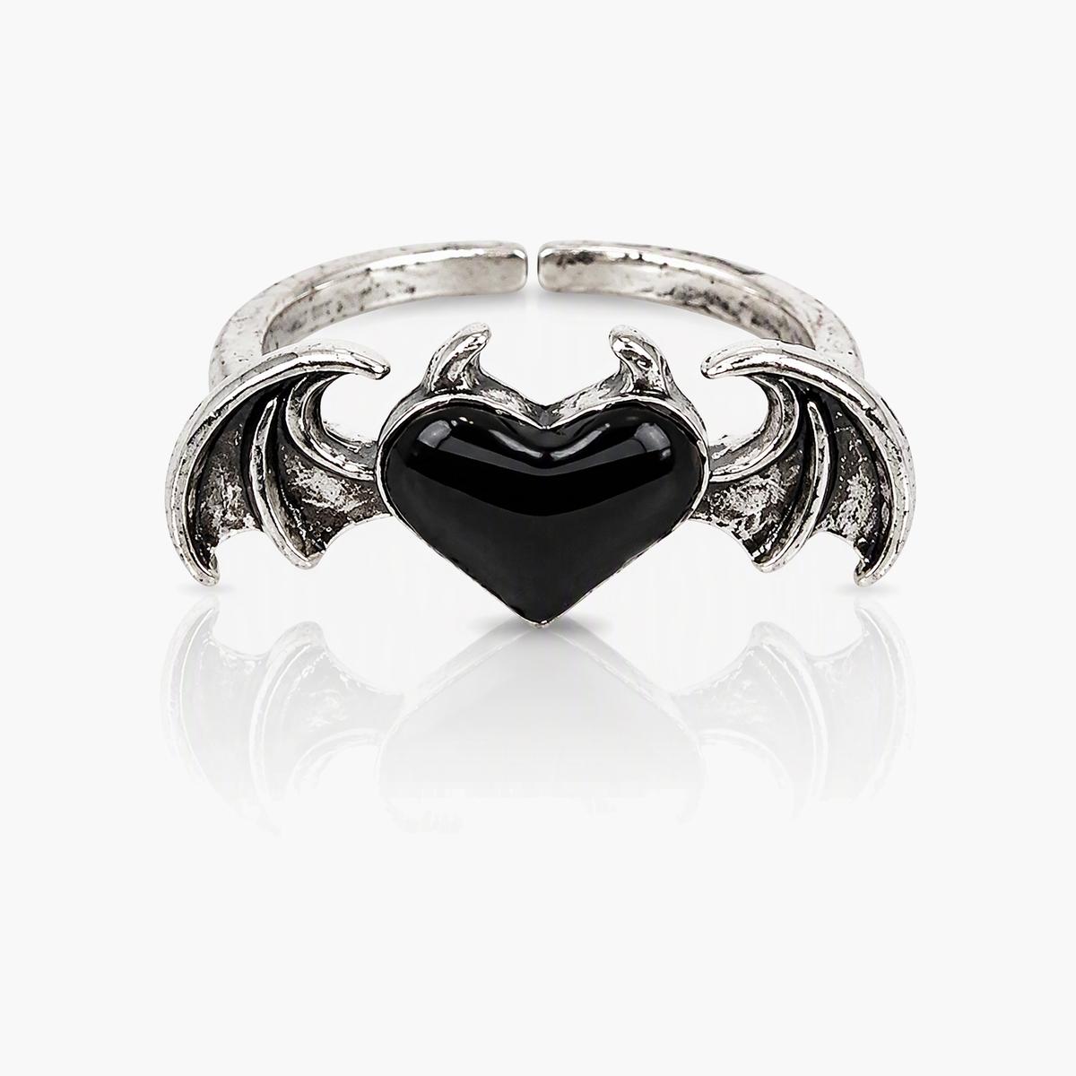 Gothic Winged Heart Ring