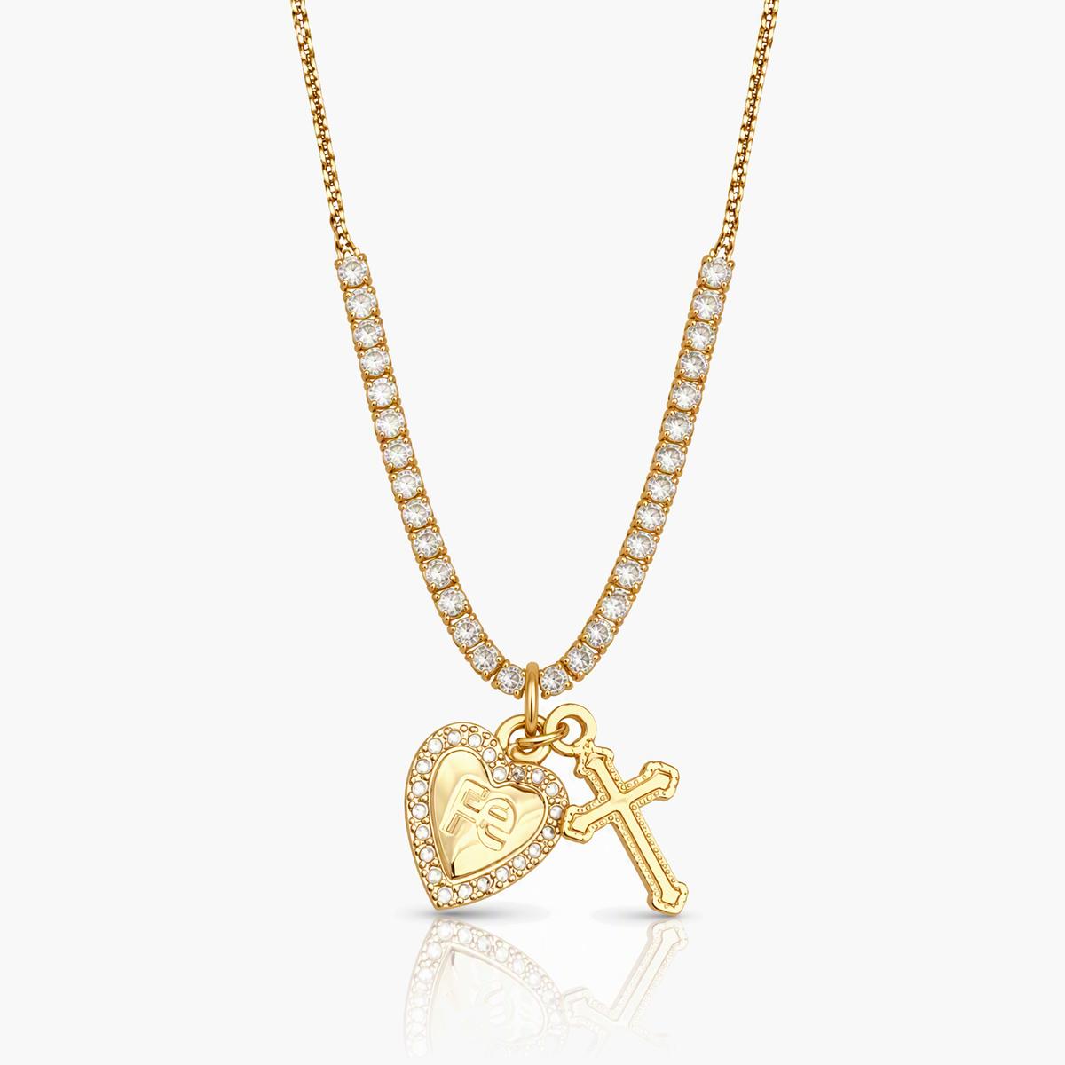Trendy Heart Cross Charm Bracelet
