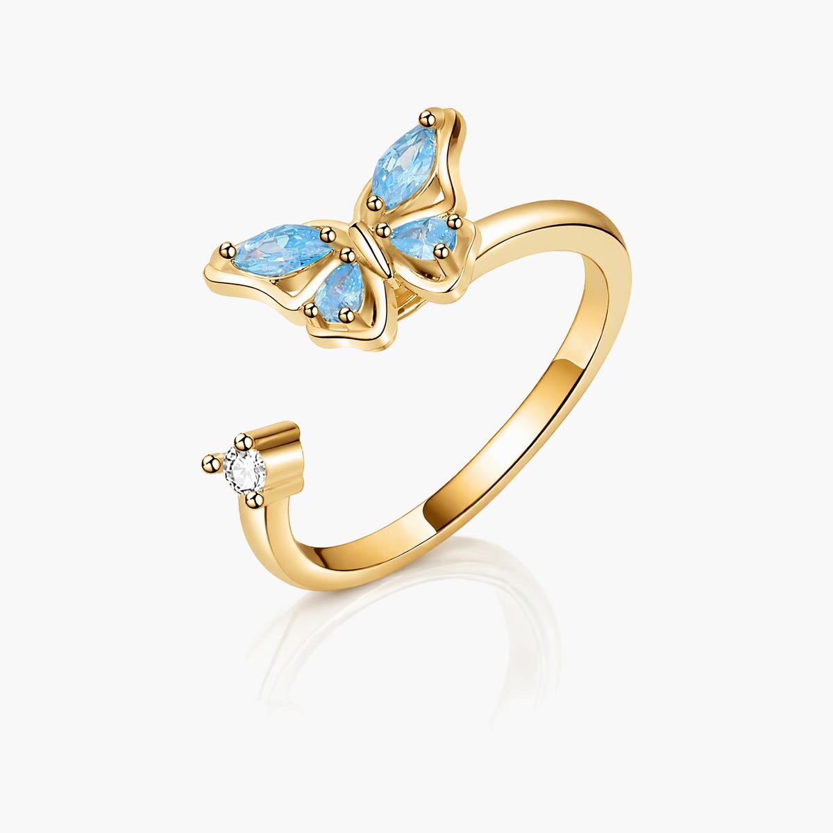 Dainty Butterfly Open Cuff Ring