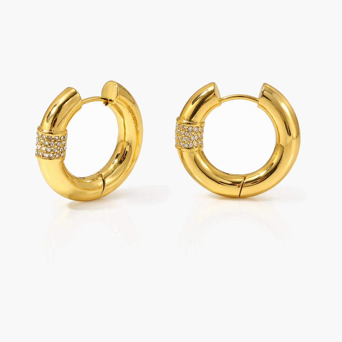 Trendy Paved Open Cuff Earrings