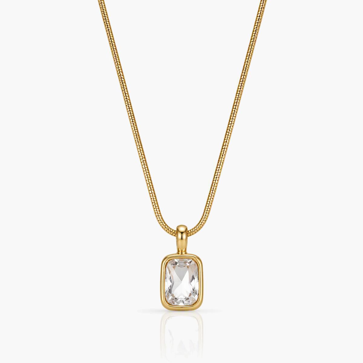 Dainty Geometric Stone Pendant Necklace