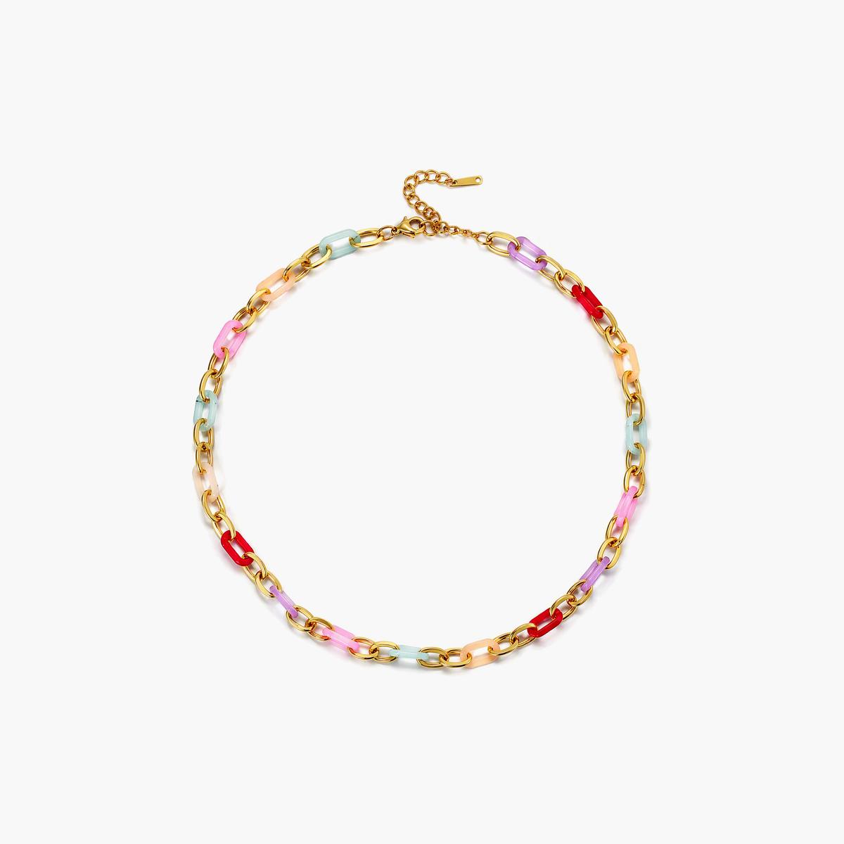Trendy Multicolor Paperclip Chain Necklace