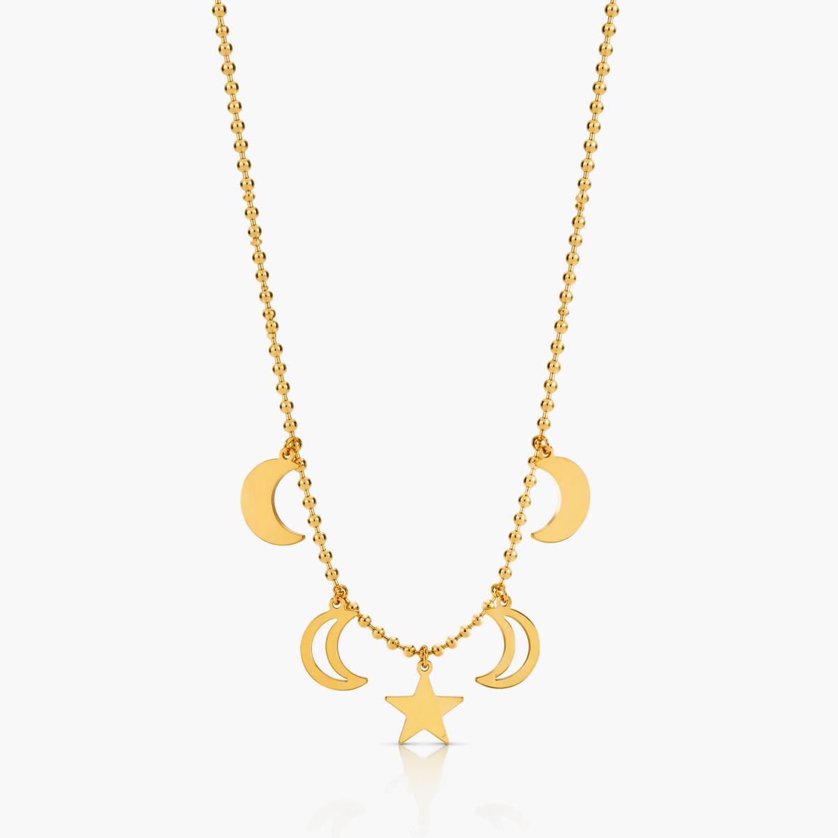 Dainty Moon Star Charm Necklace