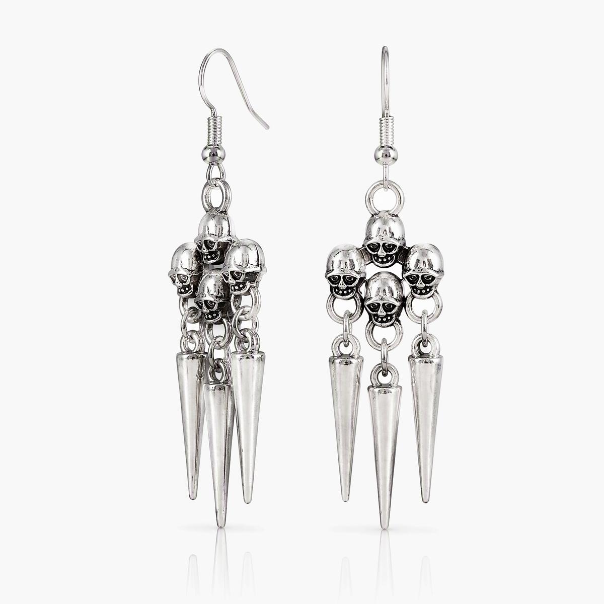 Skull And Spike Drop Earrings