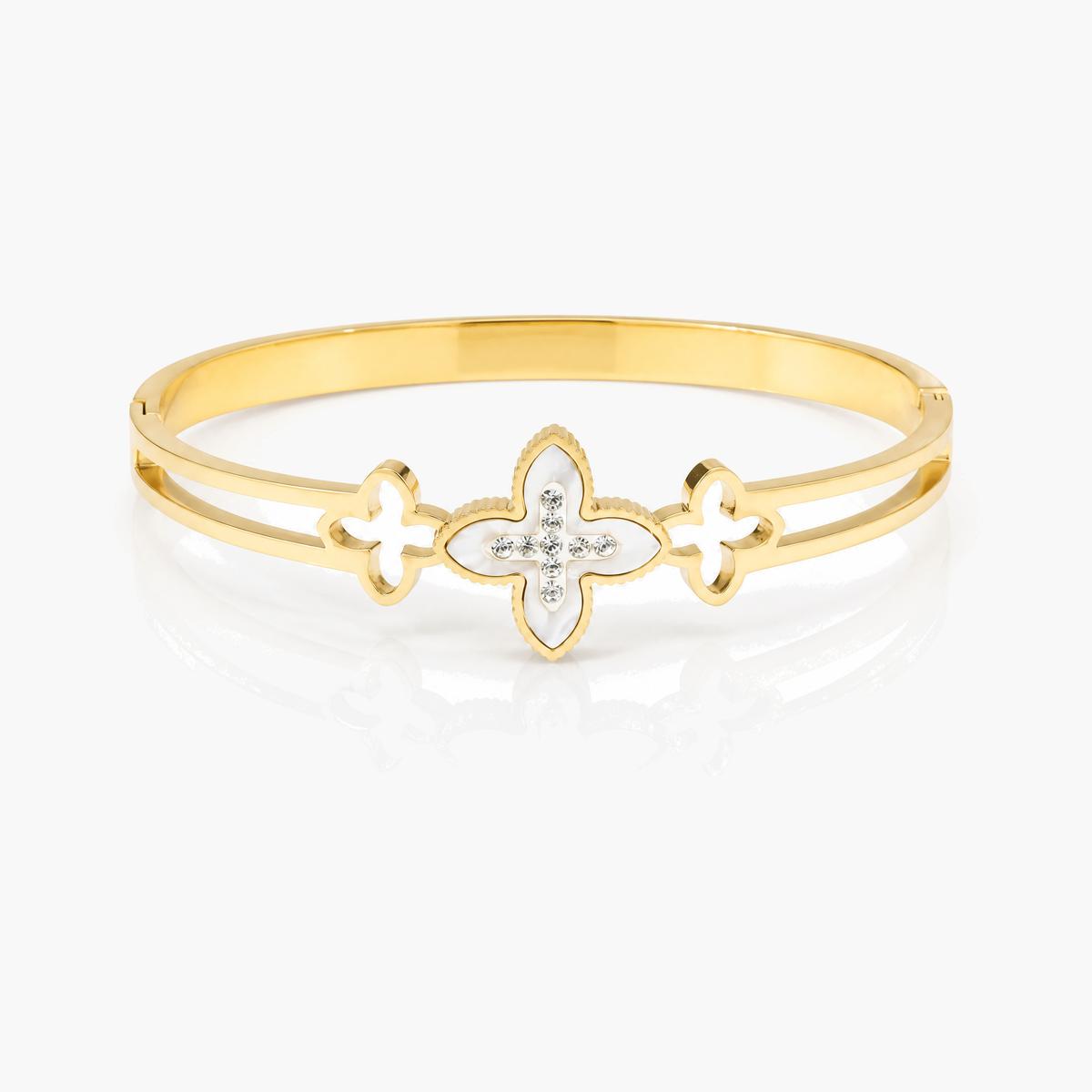 Four-Leaf Clover Open Cuff Bangle