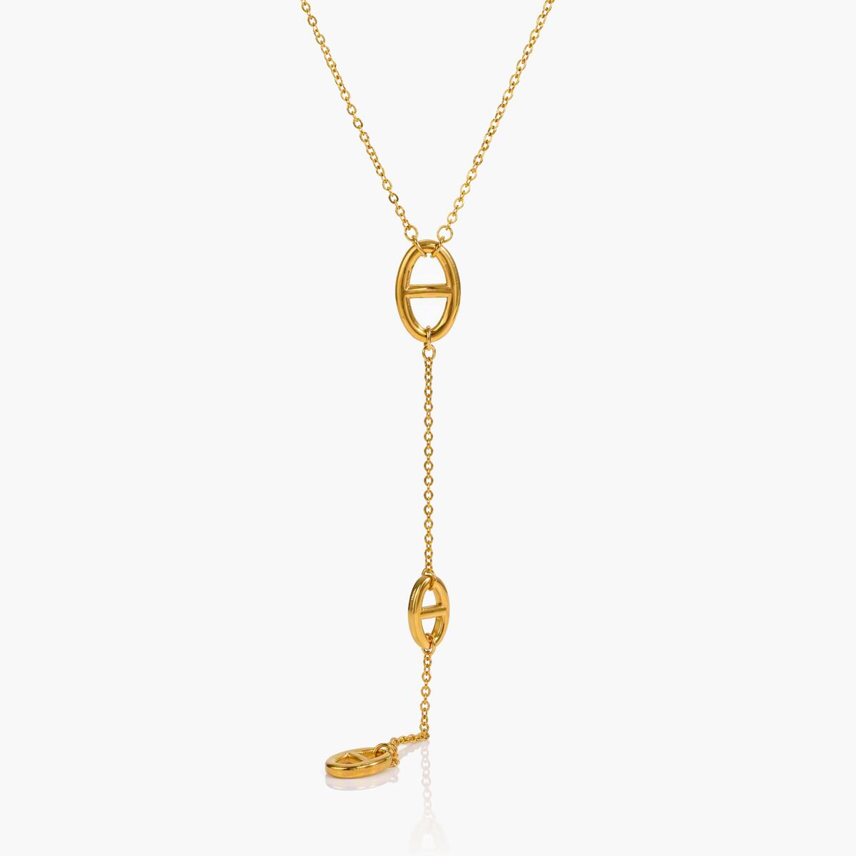 Minimalist Oval Link Lariat Necklace