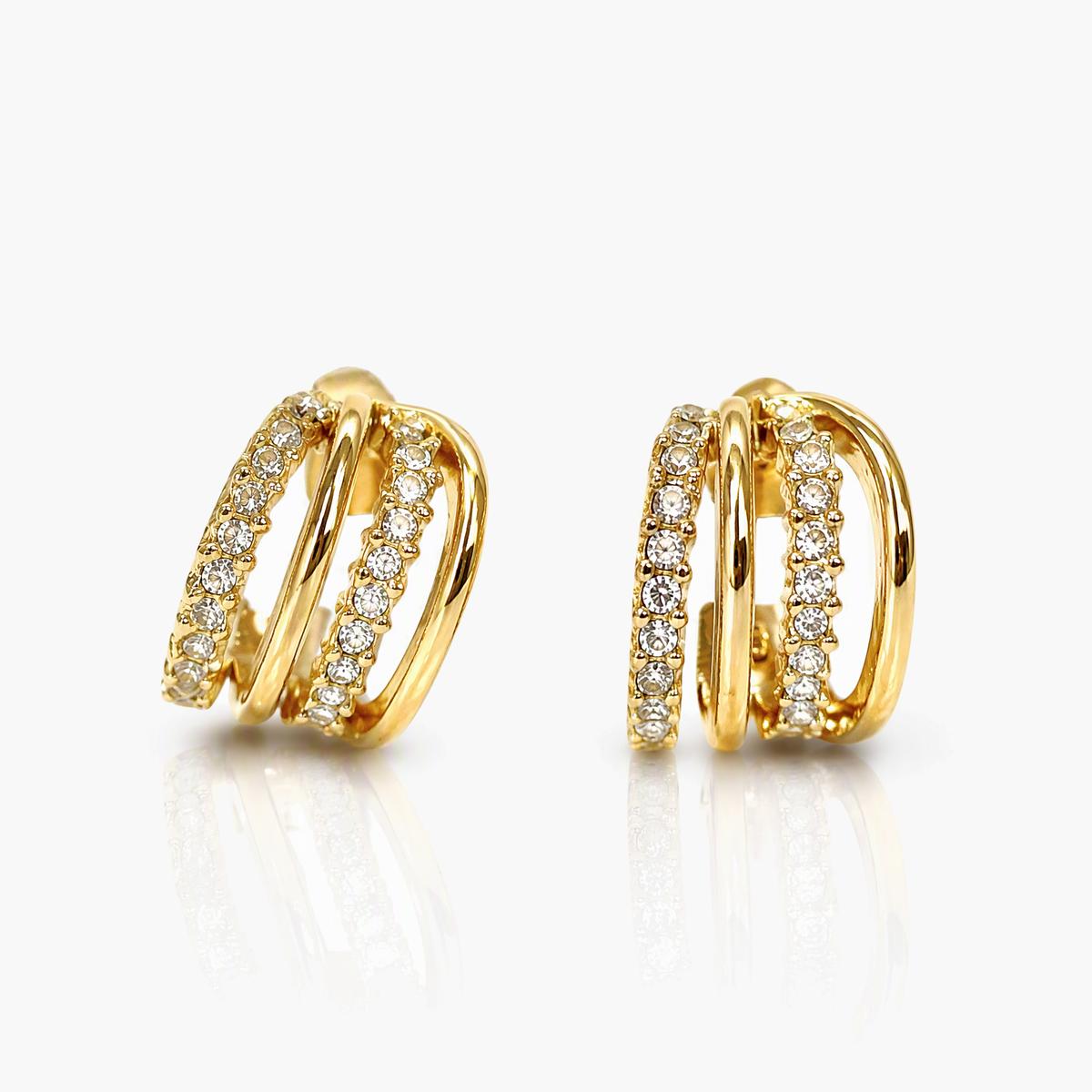 Triple Row Pave Hoop Earrings
