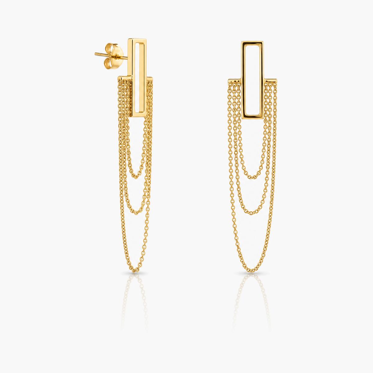 Minimalist Rectangle Frame Layered Chain Earrings