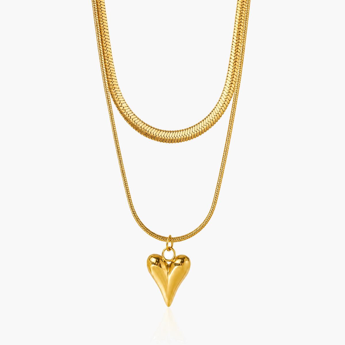 Dainty Heart Snake Chain Necklace
