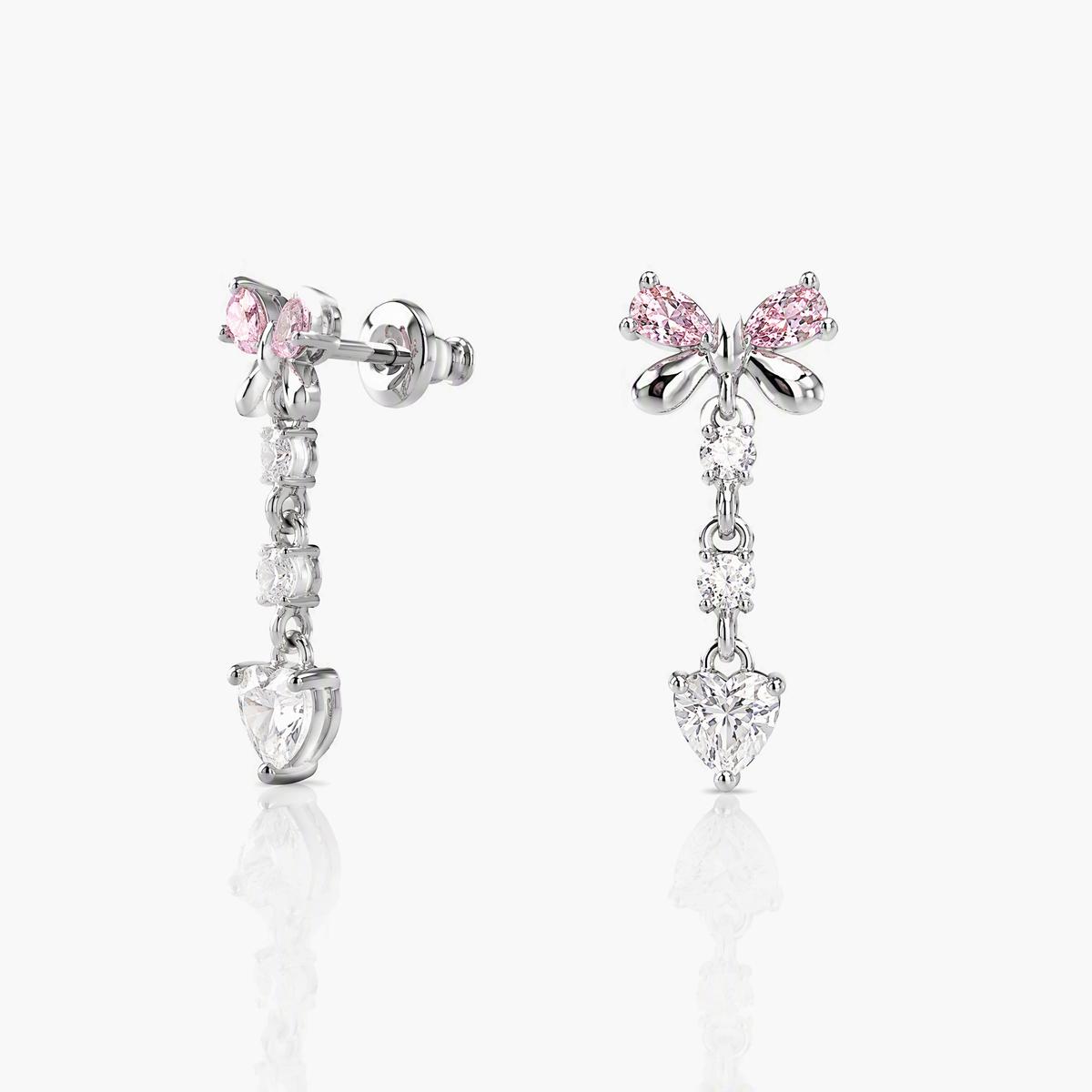 Cute Bow Heart Drop Earrings