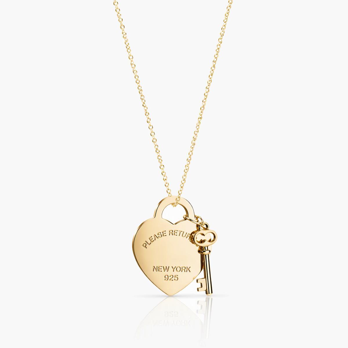 Dainty Heart Lock & Key Pendant Necklace