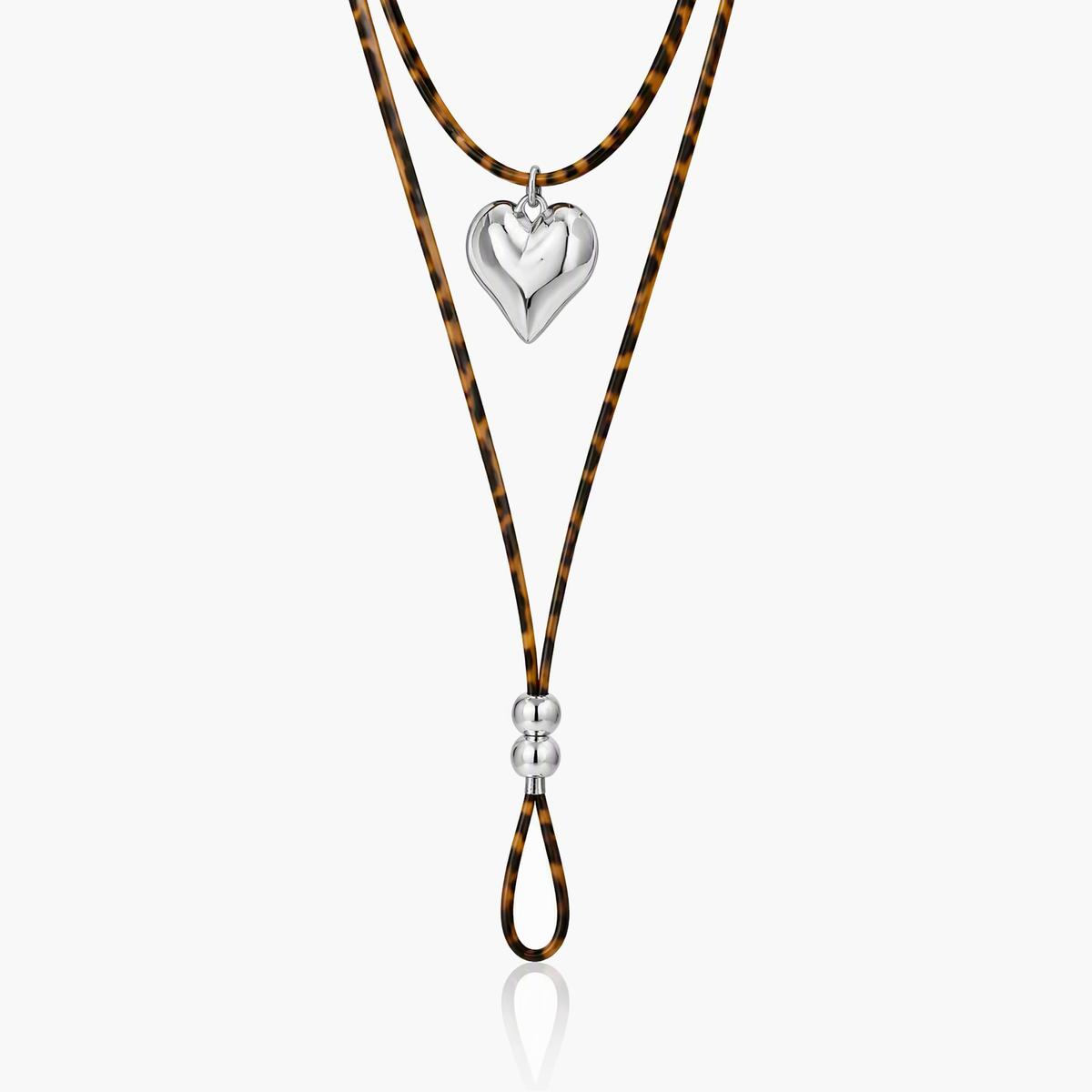 Leopard Print Heart Pendant Necklace