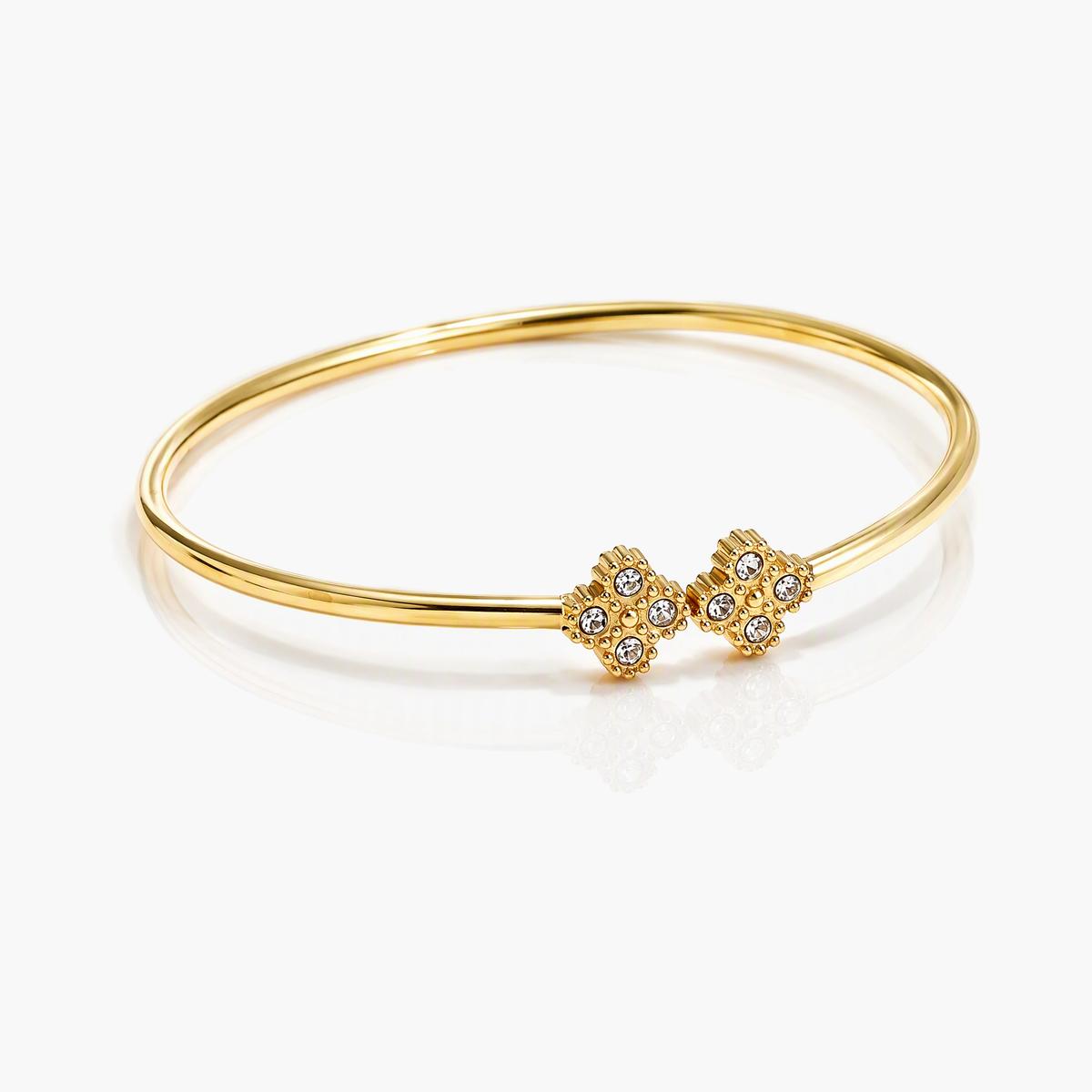 Dainty Four-Leaf Clover Bangle