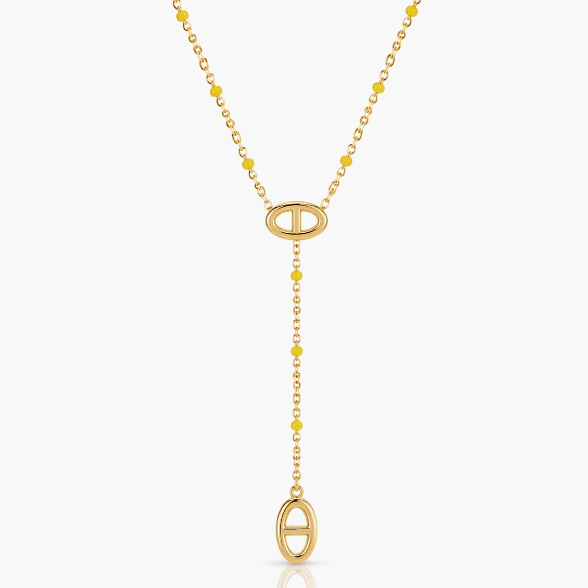 Dainty Oval Beaded Y-Necklace