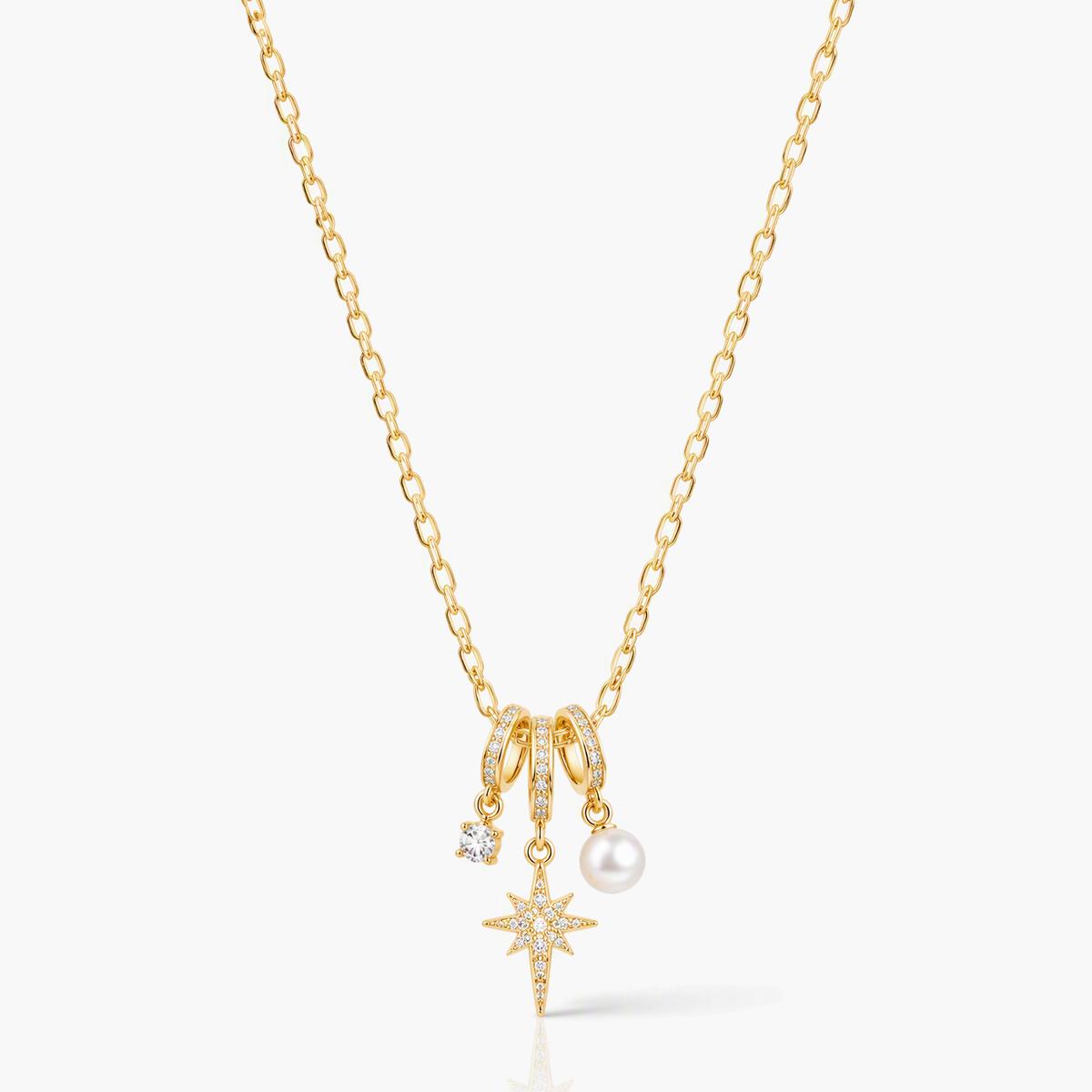 Dainty Star & Pearl Pendant Necklace