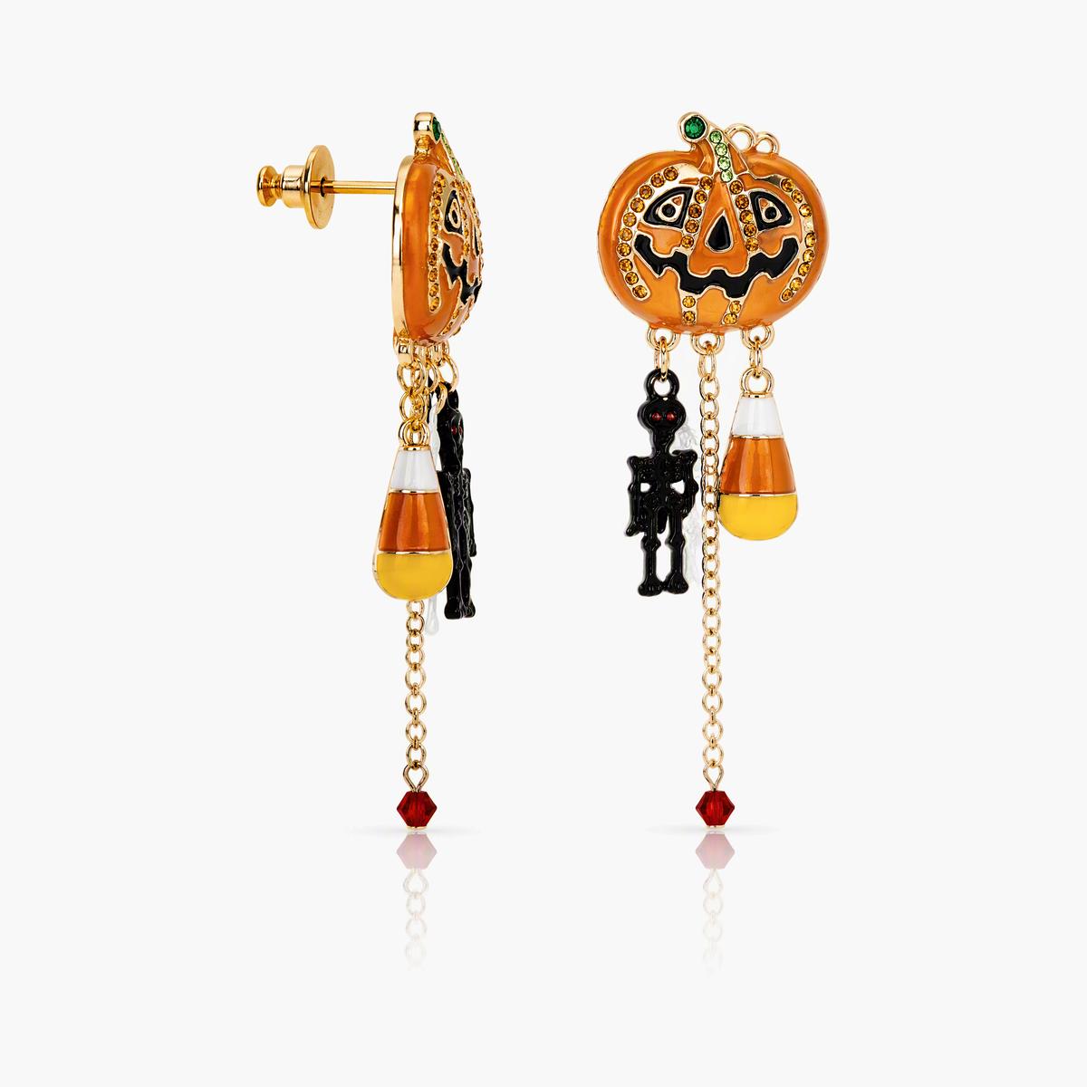 Cute Pumpkin Skeleton Drop Earrings