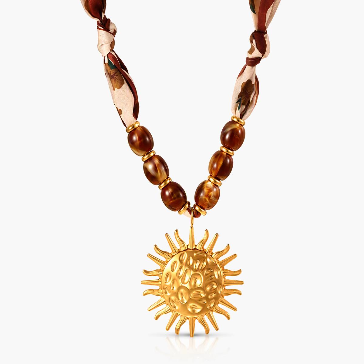 Boho Sun Cross Heart Necklace