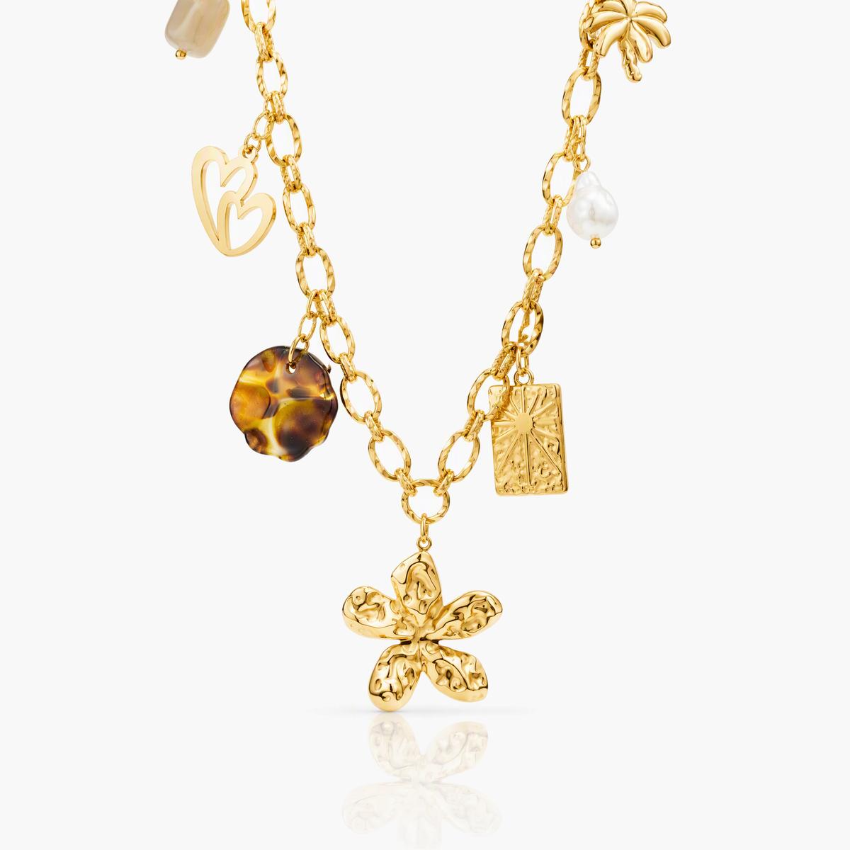 Multi Charm Flower Necklace