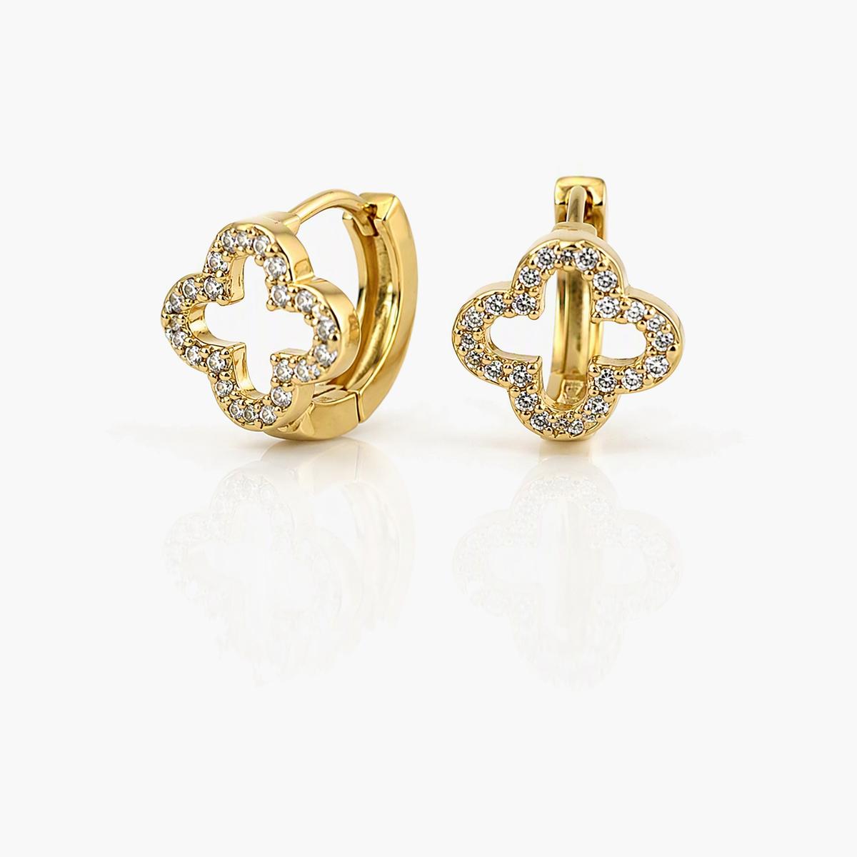 Four-Leaf Clover Huggie Earrings